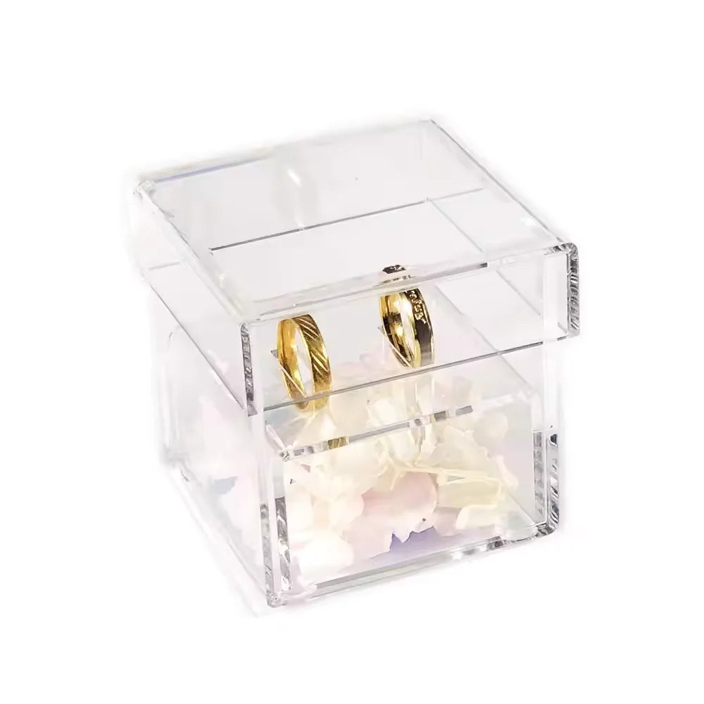 Creative Gifts Clear Acrylic Ring Holder Crystal Jewelry Acrylic Ring Box