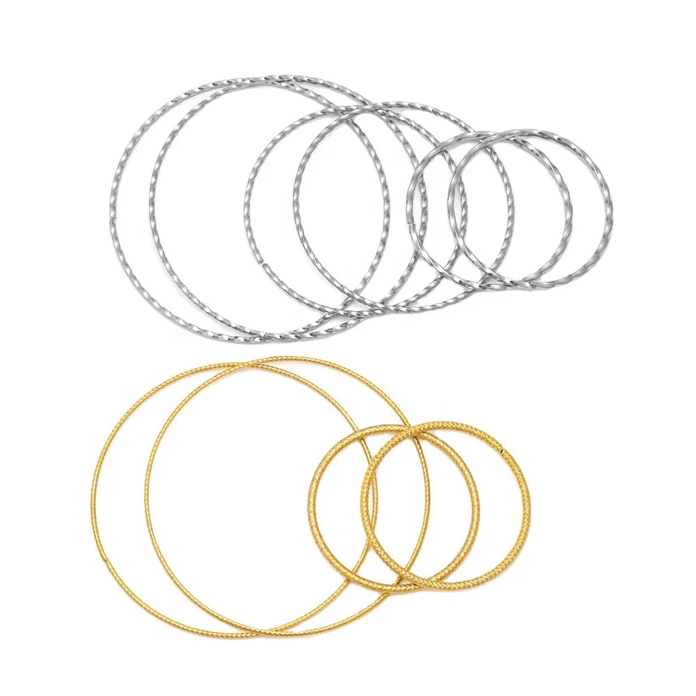 Gold Earrings Rings Spiral Round Twisted Big Circle Ear Wire Hoops Pendant Connectors Accessories