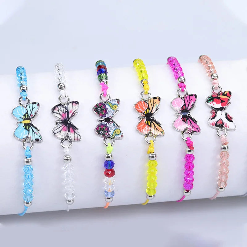 Trendy Bohemian Alloy Multi-color butterfly Pendant Clavicle Chain butterfly Bracelet for Women Girls