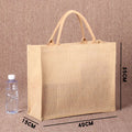 40*35*15CM Wholesale Cheap Natural Linen Jute Tote Shopping Bag with Custom Design and Rope Handle for Gifts