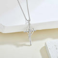 Qingxin Custom Minimalist Women Zirconia Fine Jewelry Dainty 925 Sterling Silver Religious Cross Flower Necklaces