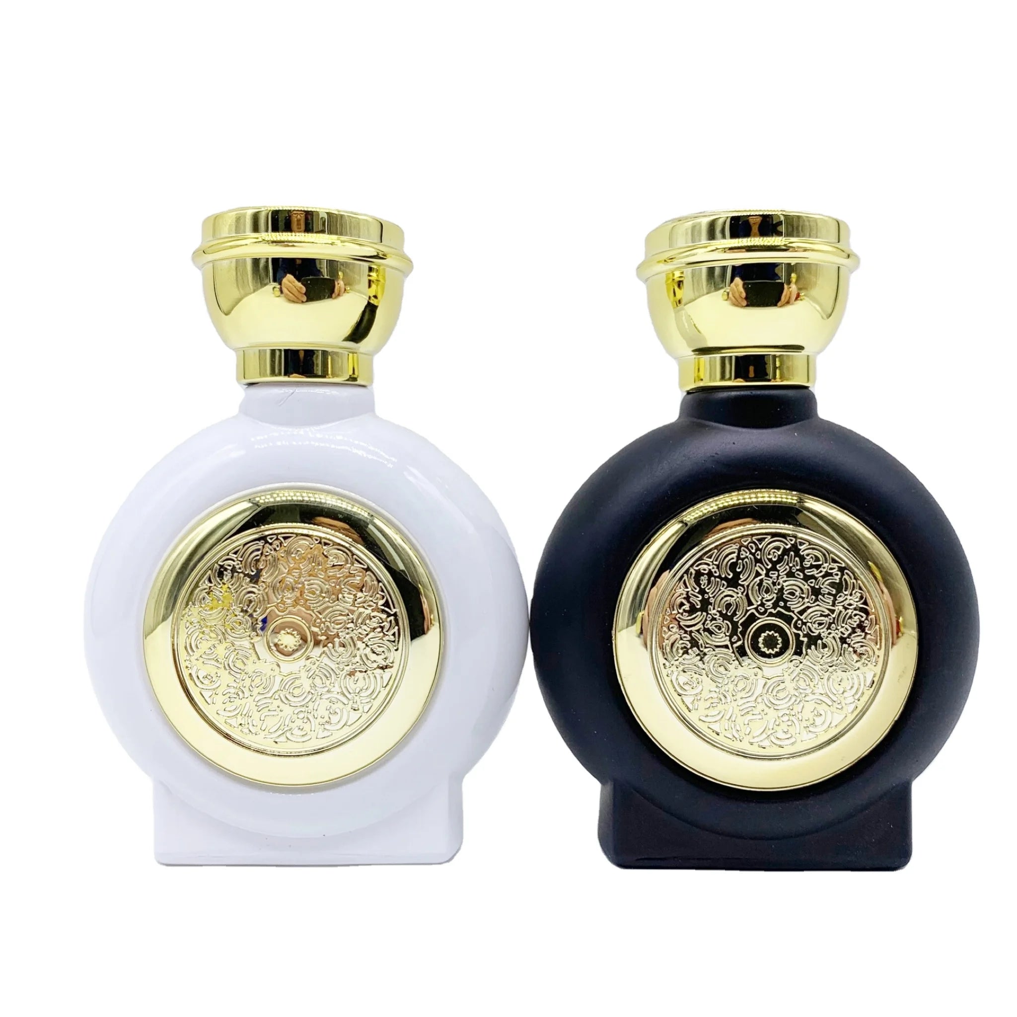 Custom Fashion Saudi Arabia Style Flat Glass Screw Cap Hot Stamping Perfume Bottles Reed Diffuser 30ml 50ml Luxury High-end