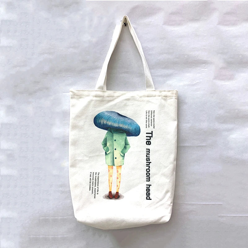 New Eco-friendly Ripstop Nylon Shopping Bags Foldable Canvas Pouch with Cartoon Pattern Reusable Folding Polyester Wholesale