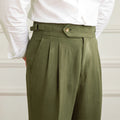 High Waist Summer Straight Linen Casual Pants All-Match Fashion Flat Front with Commuter-Friendly Naples Style