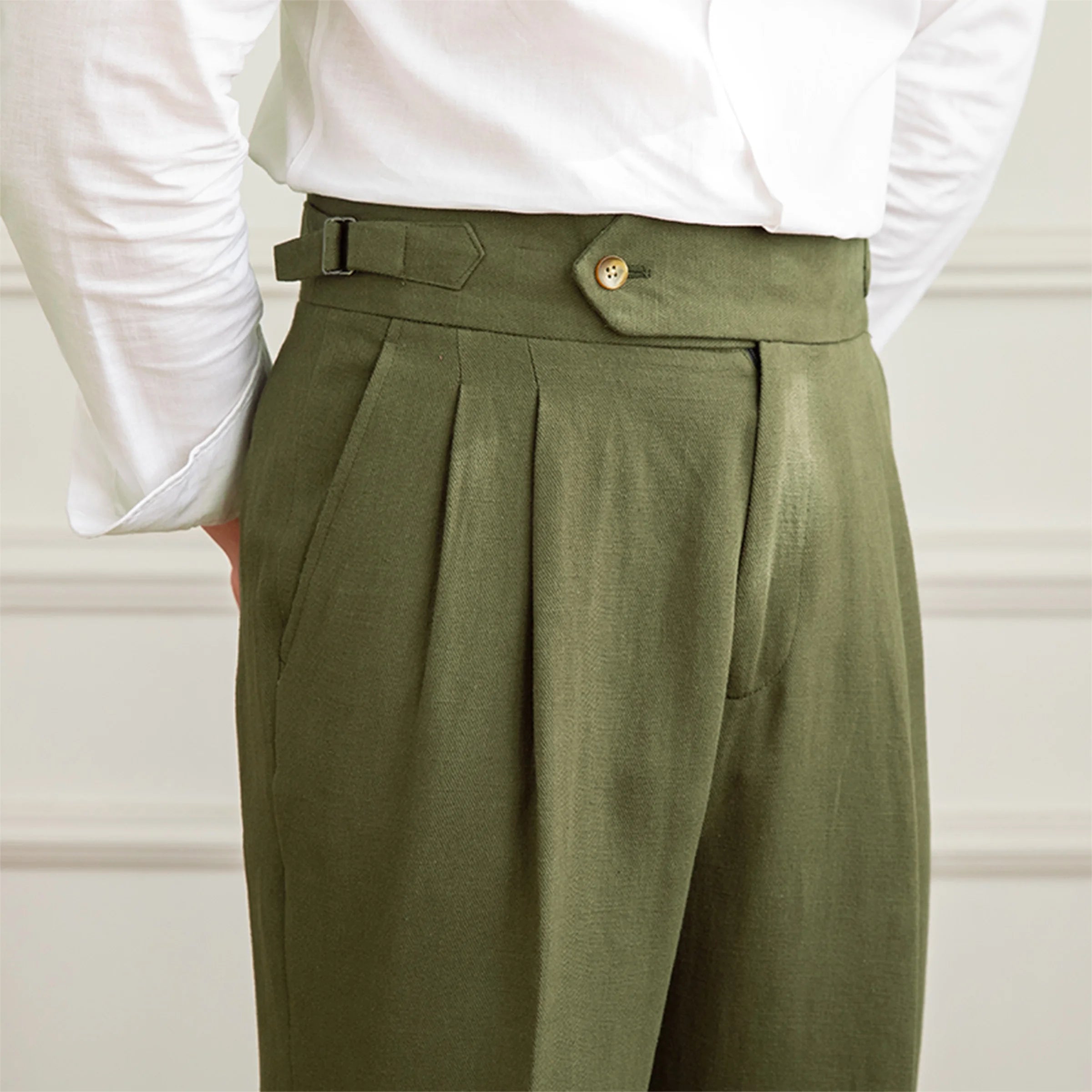 High Waist Summer Straight Linen Casual Pants All-Match Fashion Flat Front with Commuter-Friendly Naples Style
