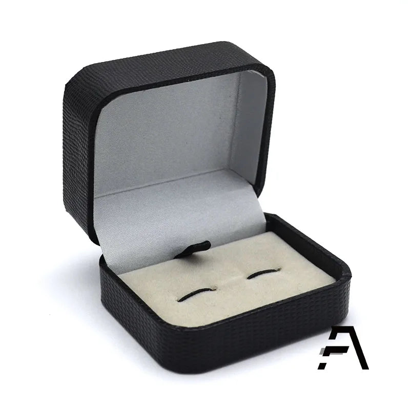 Black Leather PU Velvet Jewelry Boxes for Cufflinks Elegant Gift Container