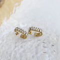 Trendy  14K Gold Plated Stainless Steel Women Gold Baguette Cubic Zircon Hoop Earrings