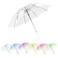 Wholesale Portable Colorful Transparent Umbrella Custom Auto Straight J Handle Parasol Clear Umbrella With Logo