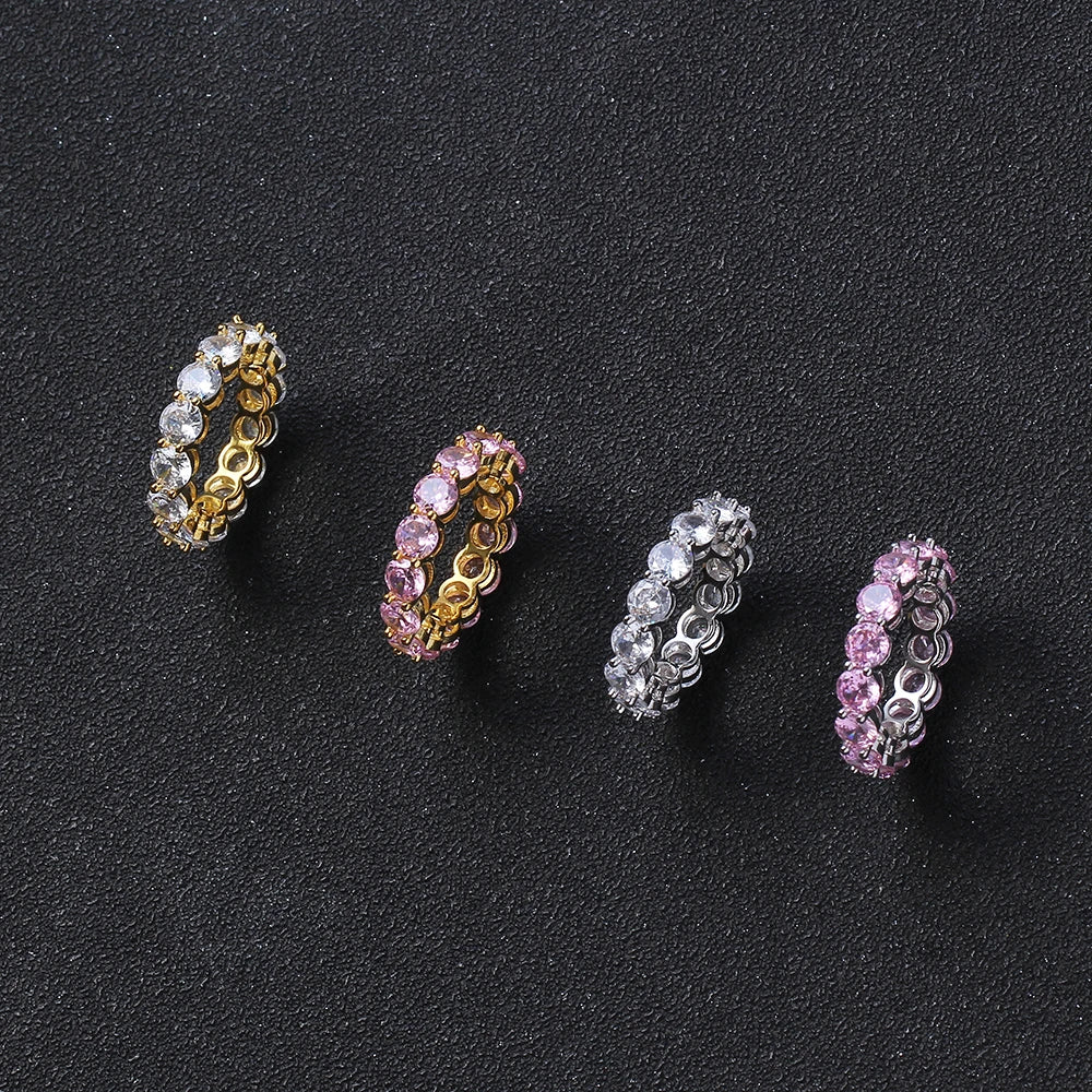 R021 Women Brass CZ Ring Cubic Zircon Iced RING Fashion Hip Hop Jewelry