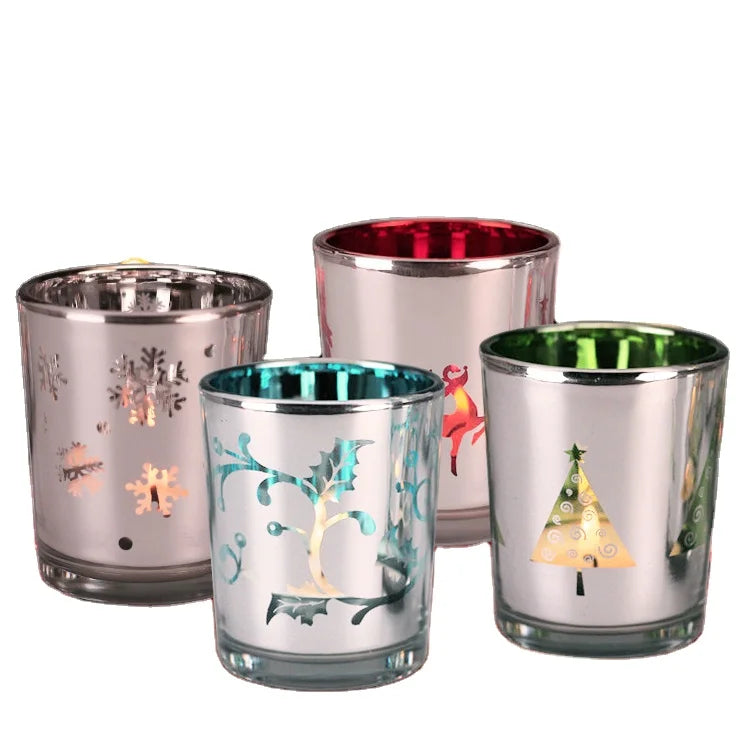 100ml 3oz Small Glass Themed Christmas Candle Jars & Candle Stand for Home Decoration Heat Resistant High Quality