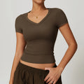 Matte Fabric Shock-absorbing Tight Fitting Short Sleeved Yoga Top Running Pilates Fitness Suit Slimming and Quick Drying Shirt