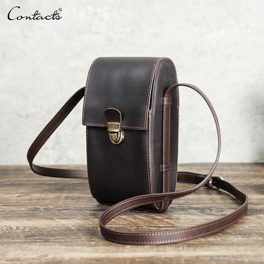 Small Leather Phone Bag for Women Crossbody Phone Pouch Genuine Leather Phone Holder Bag for 6.7 Inch Iphone