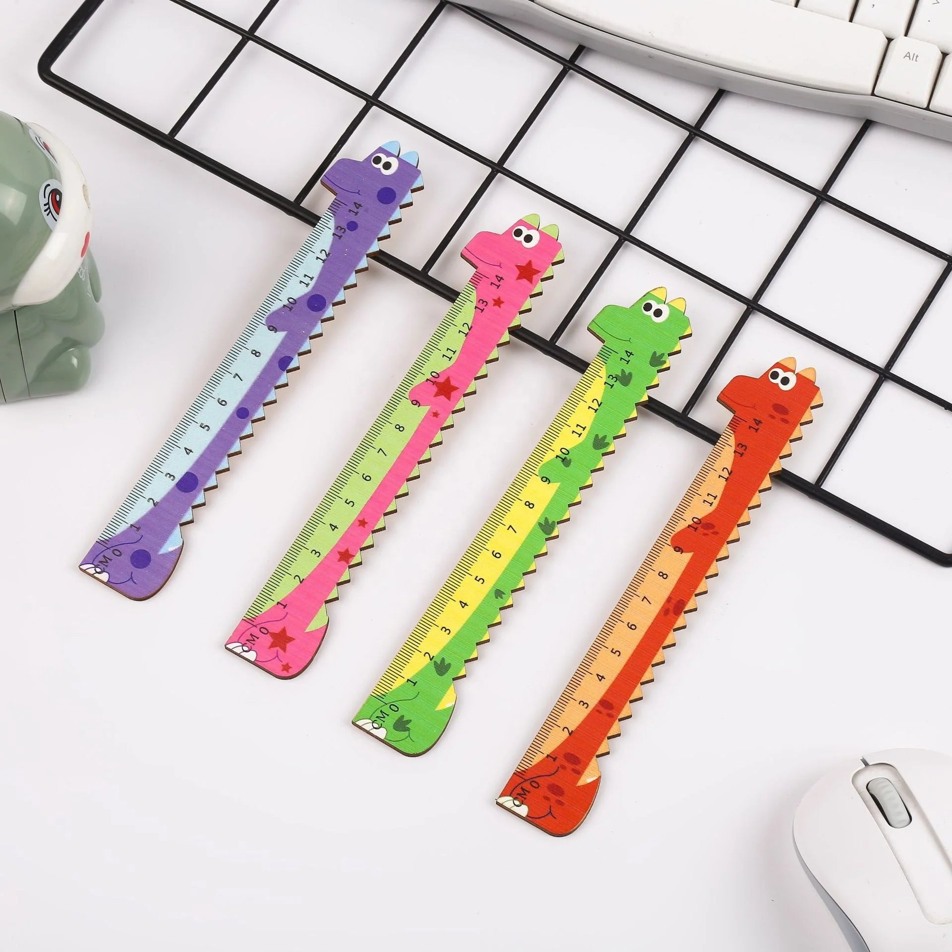 School Stationery Supply Kids Cartoon Cute Wooden Dinosaur Ruler for Boys