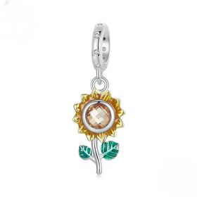 2024 New Exquisite Sunflower Pendant S925 Sterling Silver Charm DIY Bracelet Flowers Beaded