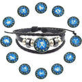12 Zodiac Bracelet  Constellations Bracelets Handmade Charm Leather Bracelet Punk Bangle ZU021
