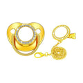 Qualisub Gold Color Gift Metal Bling Pacifier Blanks with Chains for Sublimation and Heat Press Aluminum Sheet for Sublimation