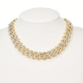 European and American Fashion Cuban Chain Necklace 20mm2 Row Full Diamond Classic Hip Hop Style
