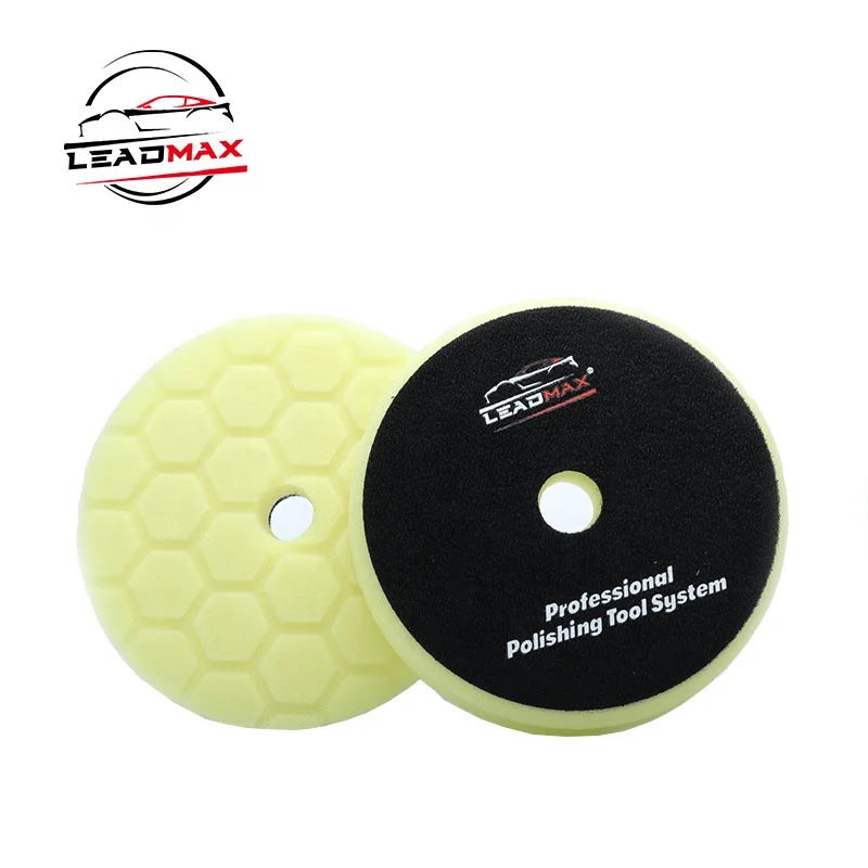 LEADMAX 5\" Beveled Honeycomb Car Polish Buffing Pads Microfiber Foam Material RO/DA Polisher-OEM Customizable Wholesale Car