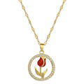Shiny Titanium Steel 18k Gold Plated Zircon Rose Flower Necklace Choker Chain for Women Wedding Jewelry Gifts