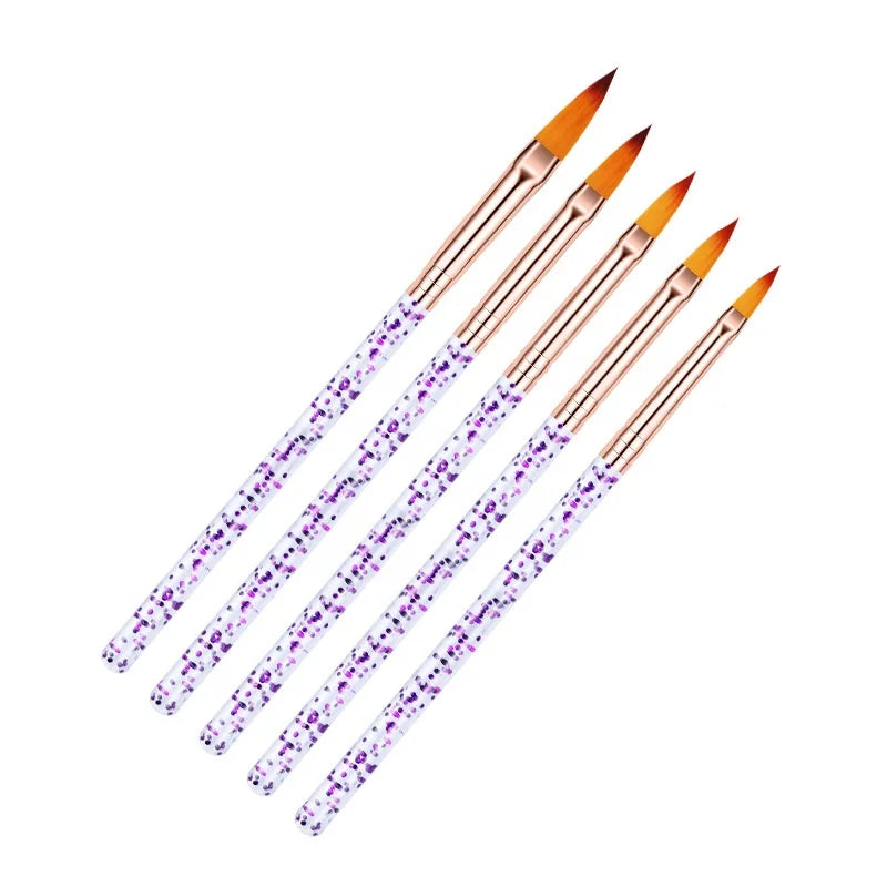Nails Glitter Handle Acrylic Flower Painting Cheap 5pcs Nail Brushes Set