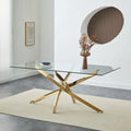 Popular Home Modern Square 10/12mm Tempered Glass Dining Table Luxury Royal Italian Dining Table Gold Furniture