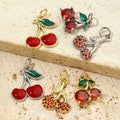 Beimai OEM Accessories Popular Luxury Small Cherry Fruit Copper Zircon Pendant Charms for Jewelry Making