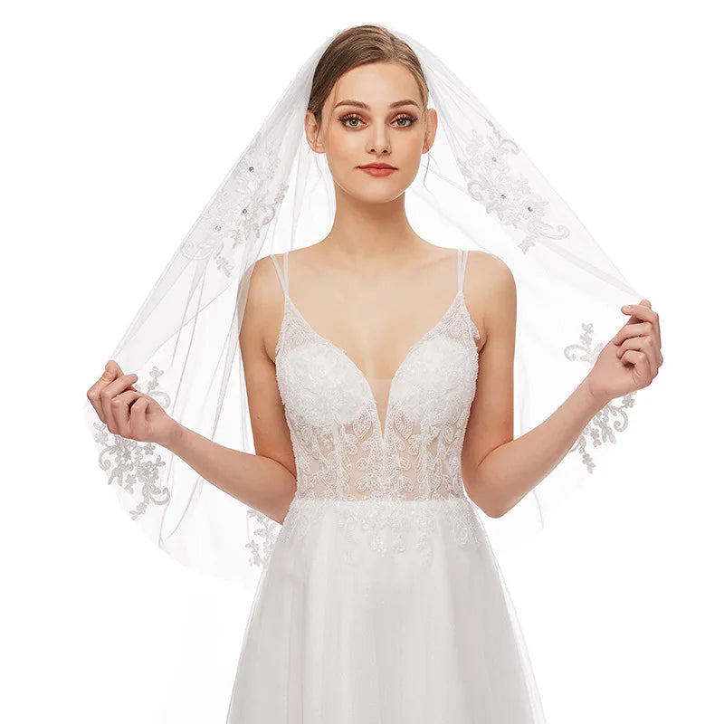 Korean Style Single-Layer Hair Comb Retro Bridal Veil with Explosives Wholesale Yarn Vehicles Bone Lace Sticky Drill Sen