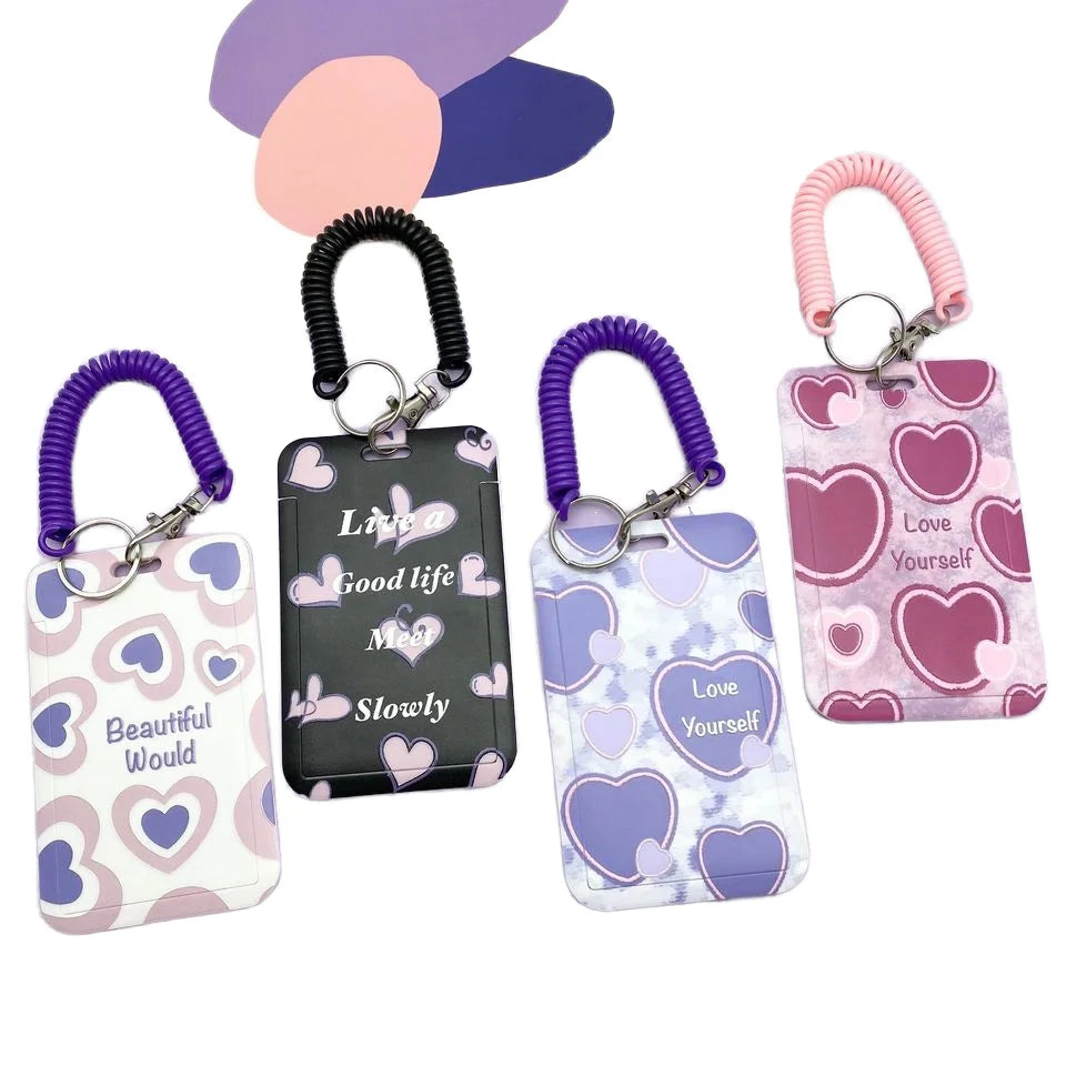Factory Direct Sales Eco-Friendly Polyester ID Card Holder Custom Printed Plastic Retractable Elastic Spring Anti-Lost Rope