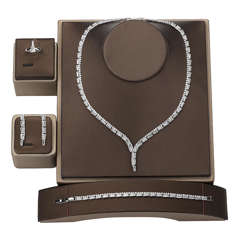 Dubai Bridal AAA Cubic Zirconia Luxury Jewellery Necklace Fashion Saudi Arabia Wedding Accessories Dining Room Sets