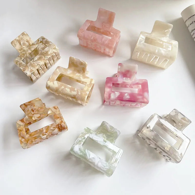 Simple Hollow Acetate Rectangle Haarklammer Acetic Acid Square Shark Claw Hair Clip Korean Tortoiseshell Hair Clips