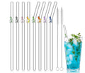 Hot Sales Customized logo Glass Colorful Reusable Straws High Borosilicate Glass Straw Colorful Flower and Animal Straw Designs