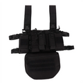 D3CR Tactical Chest Rig MOLLE Plate Carrier with Integrated Magazine Pouches & Drop Pouch Combat Training Vest for Hunting