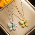 Wholesale Cute Dainty Stainless Steel Fashion Jewelry Pendant Necklace Emerald Gold Butterfly Necklace