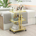 Luxury Gold Metal Rolling Cart with Wheels Modern Style Hair Salon Tool Trolley for Home Bedroom Bathroom Use