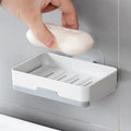 Punch-Free Wall Mounted Plastic Soap Tray Bathroom Sets with Sponge Drain Rack Tray for Soap Holder