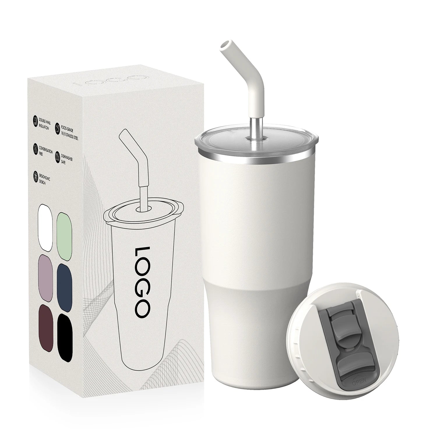 ANSHENG Custom 18oz Tumbler Stainless Steel Double Wall Vacuum Insulated Travel Mug with Lid Straw