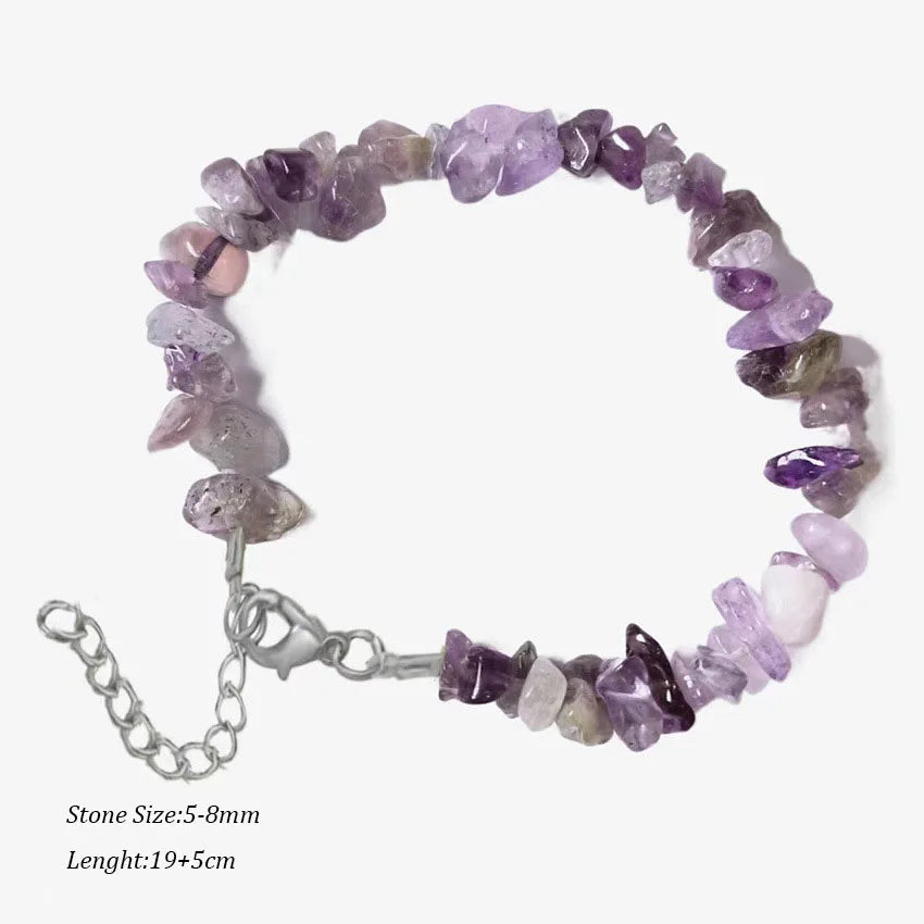 New Natural Crystal Stone Bracelet Gravel Stone Amethyst Rose Quartz Bracelet for Women Gemstone Bracelet Jewelry