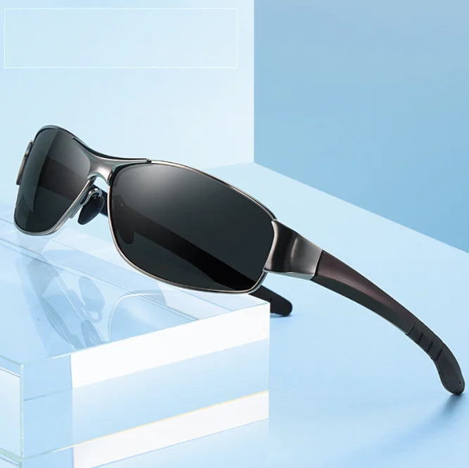 New Fashion Polarized Sunglasses Men Square Metal Frame Male Night Vision Sun Glasses Driving Fishing Eyewear