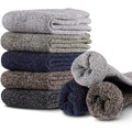 5 Pairs Men Solid Color Wool Socks Heavy Duty Warm Thermal Merino Lambs Wool Boots Socks