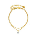 European Style 18K Titanium Steel Anklet with Glitter Zircon Double Foot Ornaments for Jewelry Ins Inspired Trinket Personality