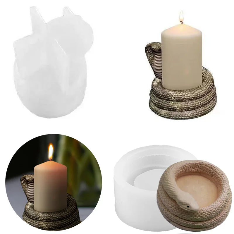 Snake Shape Transparent White Eco-Friendly Stocked Scented Candle Mold DIY Animal World Creative Candle Handmade Soap Silicone