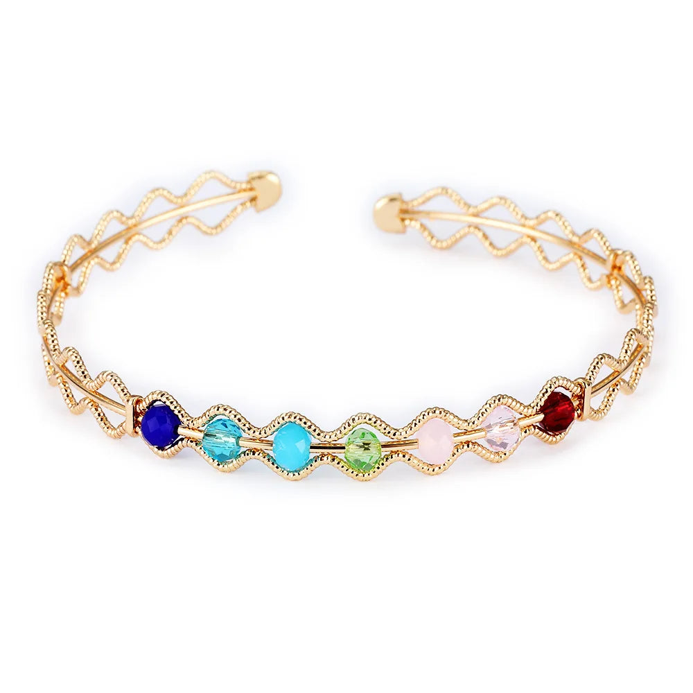Openning Cuff Bangle Colorful Beaded Bracelet for  Women Fashion Bracelet Girl Gift