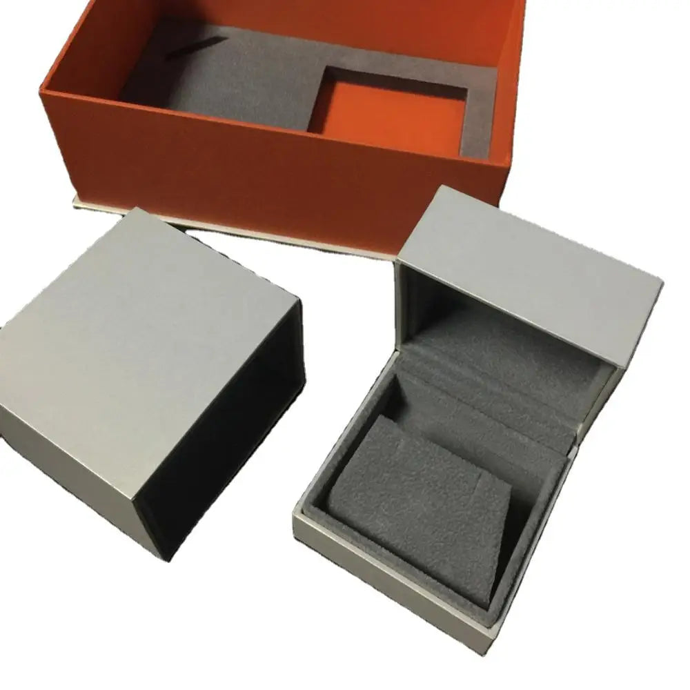 Customs Style Paper Jewelry Ring Set Box with PU Leather/Velvet Materials and Custom Logo