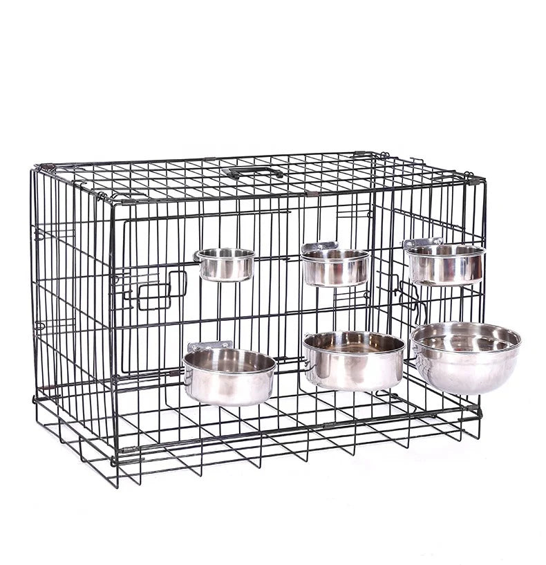 Detachable Portable  Stainless Steel Crate Hanging Pet Cage Feeder Insulated Dog Bowl