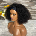 Cheap Kinky Curly Wig Natural Brazilian 180% Density Natural COLORS Machine Made Human Hair Wig Ice Silk Hair Band