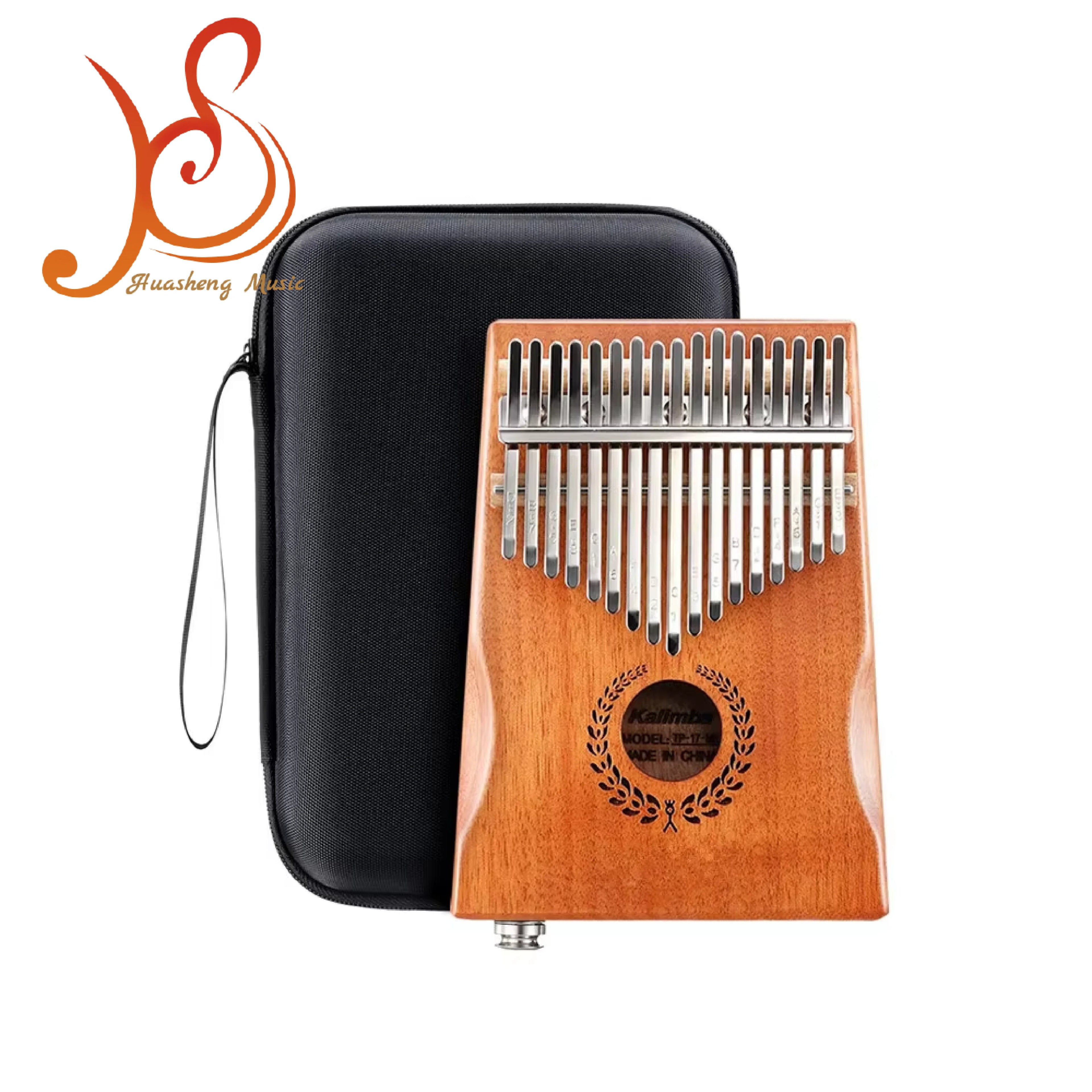 Electric Kalimba Thumb Piano 17 Keys Mahogany Carb Steel Finger Mbira Kids Adults Instrument Handguard Shaped Nautral MELODIC