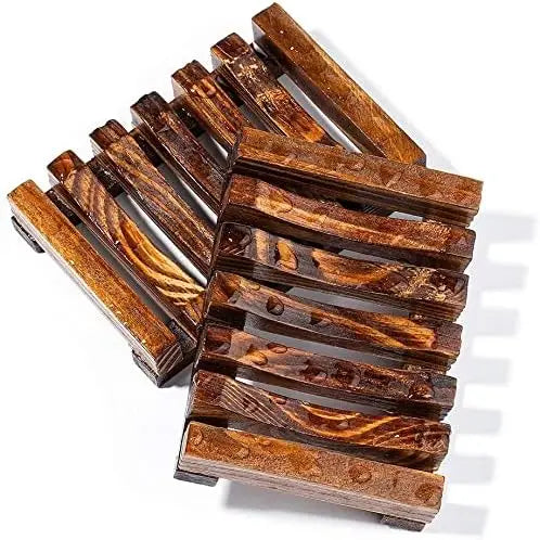 Natural Wooden Eco-Friendly Durable Soap Dish Saver Holder Custom Logo for Bathroom Shower Rectangular Sink Drainer Hand Craft