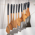 Wholesale Beech Wood Kitchen Utensil Set Long Handle Non-Stick Cooking Spatula Soup Rice Spoon with Household Pot Accessories