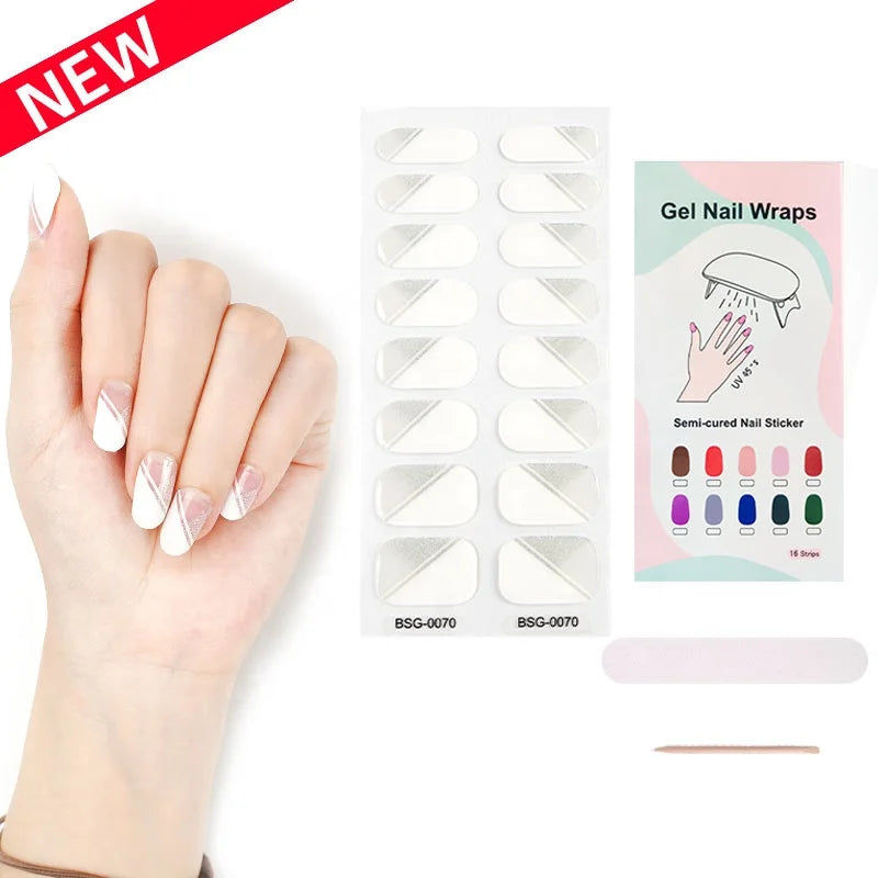 Custom Korea Cartoon Lovely Gel Nail Sticker Long Lasting Fashion Custom Easy Use Semi Cured Gel Nail Sticker