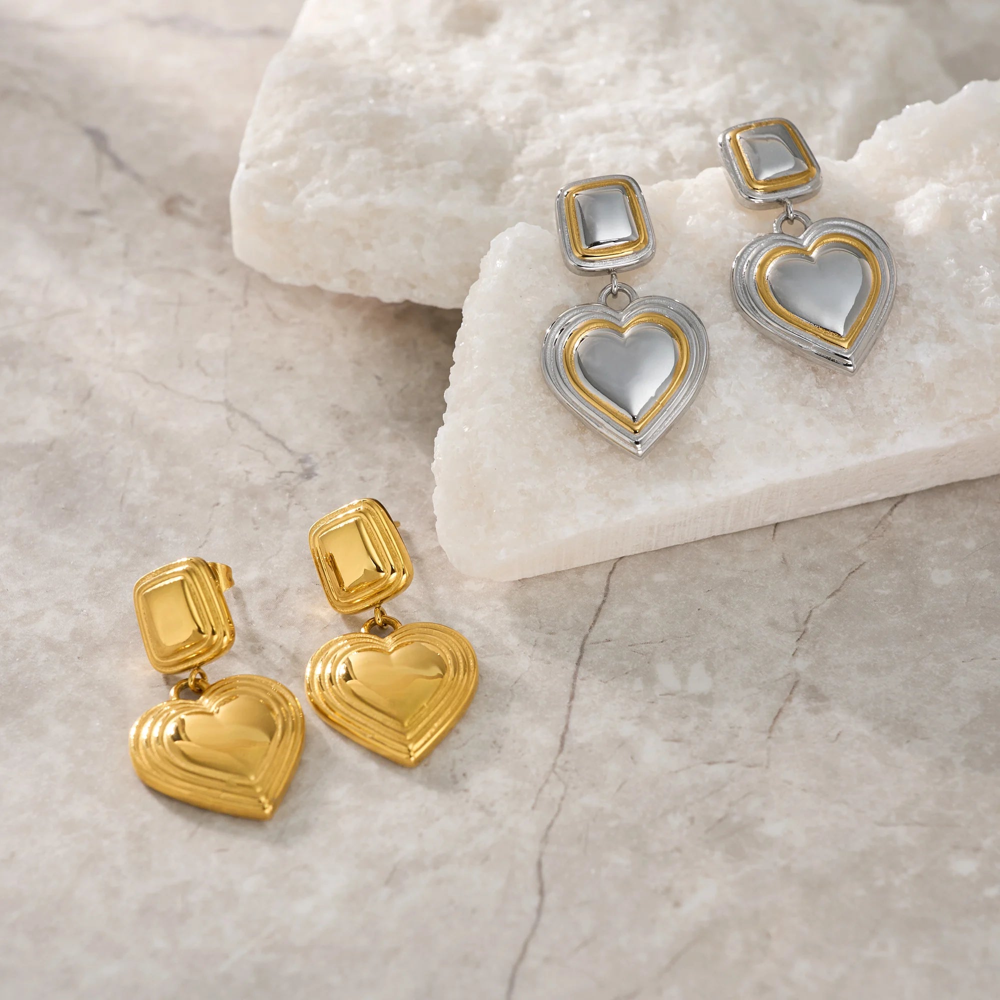 VOGUE LOVE HEART MIXED DAINTY EARRINGS 2025 Dazan NEW Winter INS 18k Gold Plated Hypoallergenic Stainless Steel Lady Jewelry